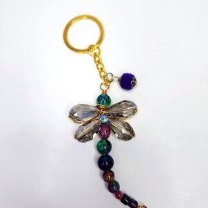 Handcrafted Dragonfly Keychain With Multi Colored Beads